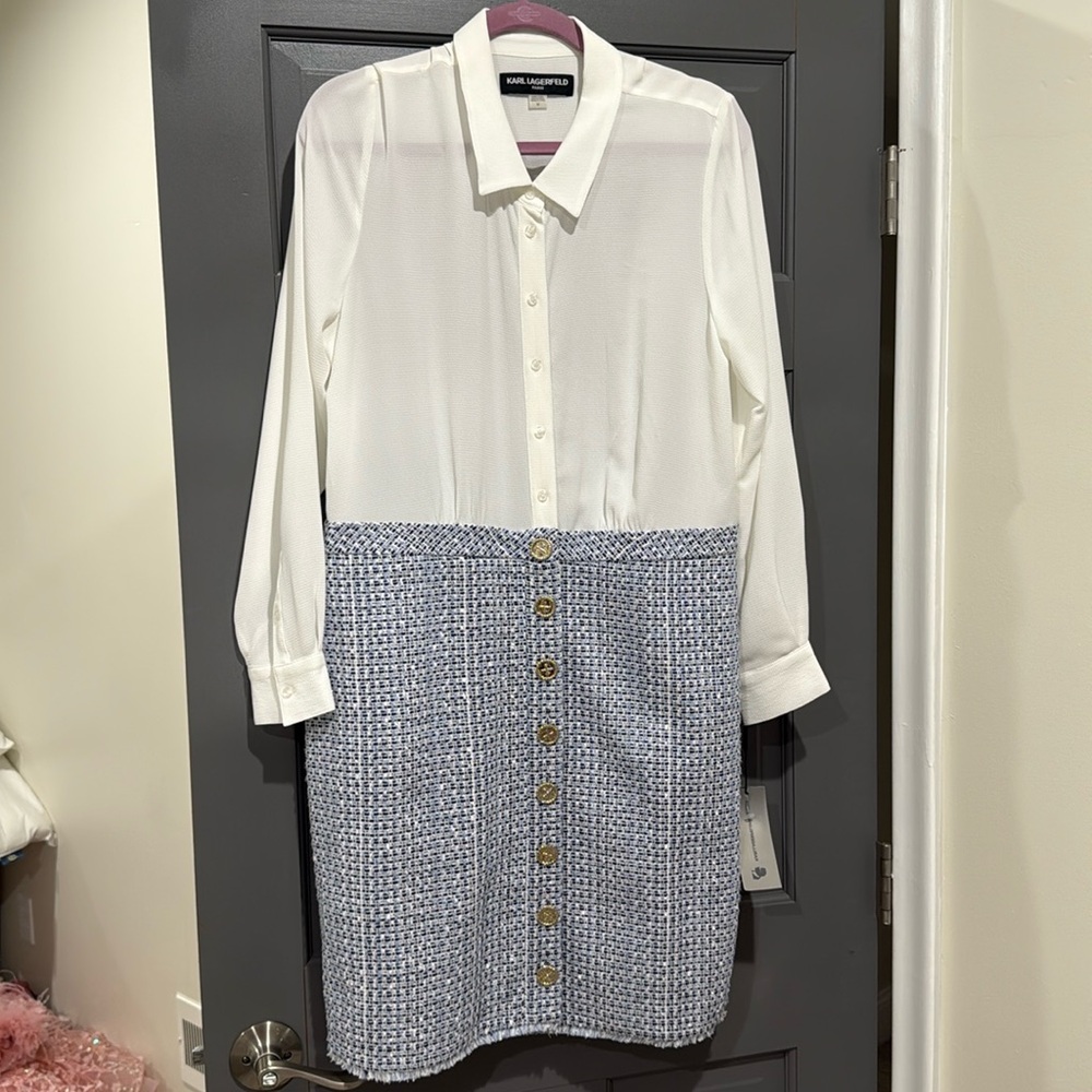NWT Karl Lagerfeld size 14 tweed blouse dress